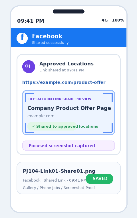 Shared link ka saved screenshot proof