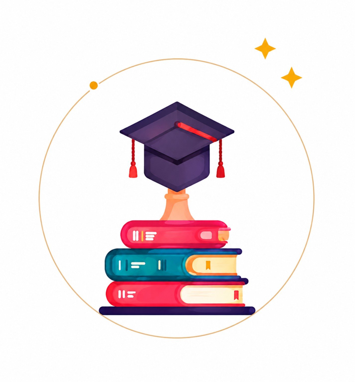 Graduation cap and books for students